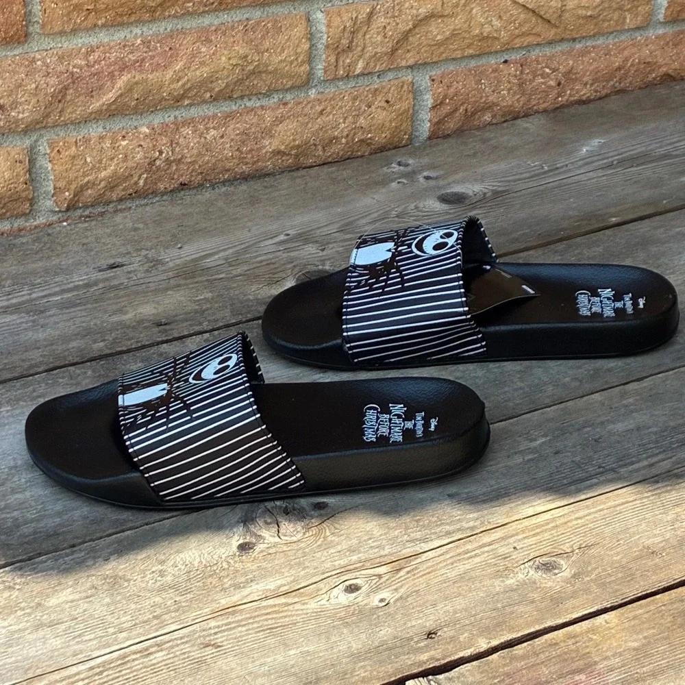 NWT Disney Nightmare Before Christmas Jack Skellington Slides Sandals Size 8/9